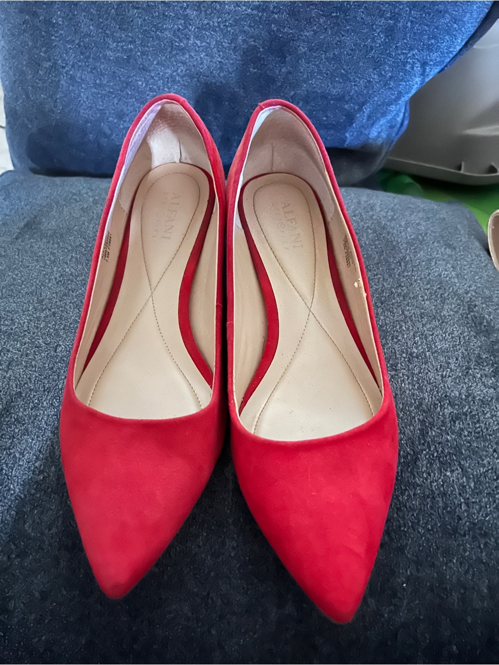 Alfani Red Pointed Suede Flats